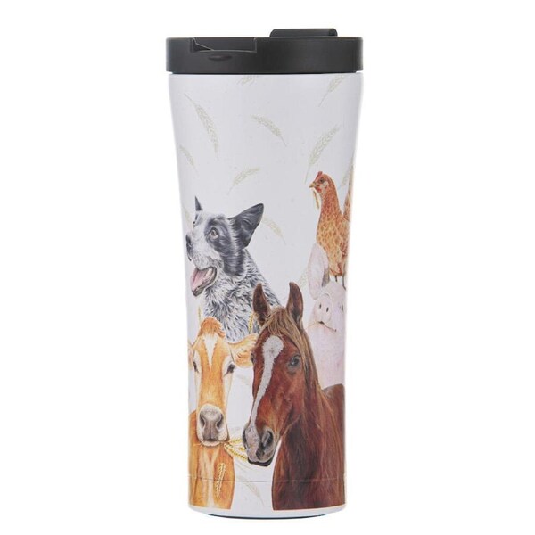 Ashdene Farmyard Faces 2 Travel Mug Coffee Water Flask Tumbler 9.2x20cm