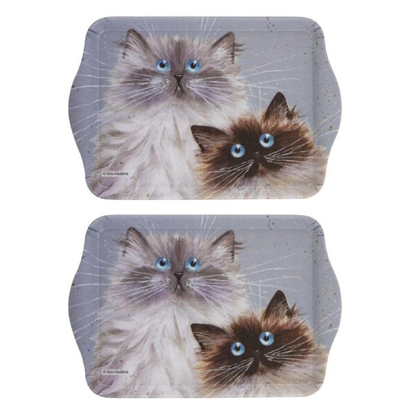 2pc Ashdene Kim's Cats Sully & Bucky Rect Serving Scatter Tray 21x14.2cm