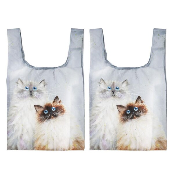 2PK Ashdene Reusable Kim's Cats Sully & Bucky Grocery Shopping Bag 36x64cm