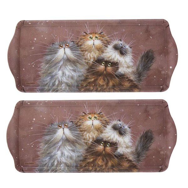 2PK Ashdene Kim's Cats Friends Family Rect Serving Sandwich Tray 38x16.5cm