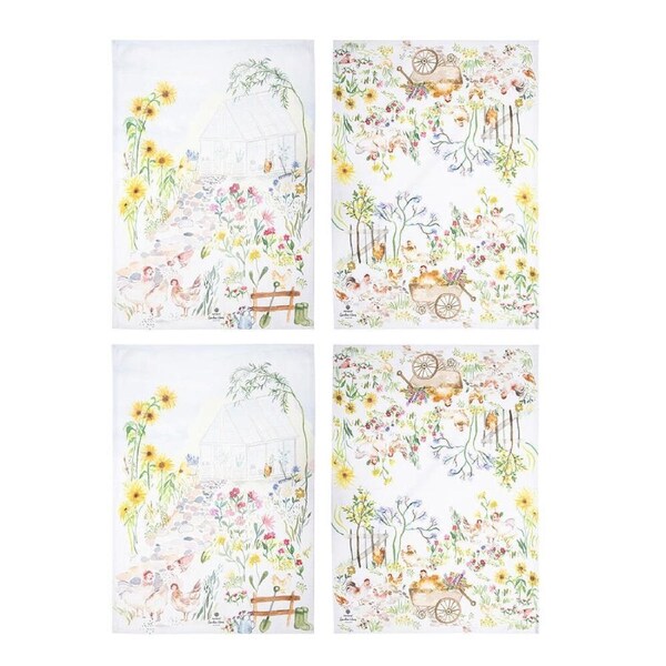 2x 2pc Ashdene Garden Hens Cleaning Home Kitchen Towel Dishcloth 70x50cm