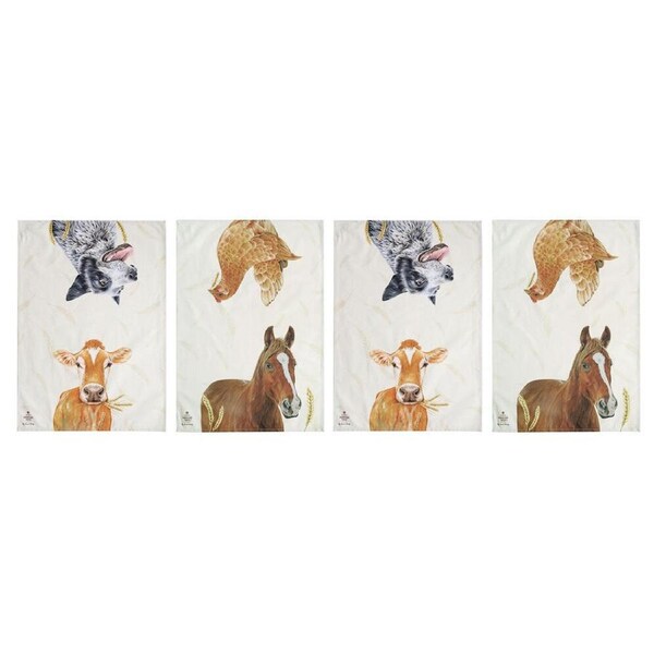 2x 2pc Ashdene Farmyard Faces 2 Cleaning Kitchen Towel Dishcloth 70x50cm