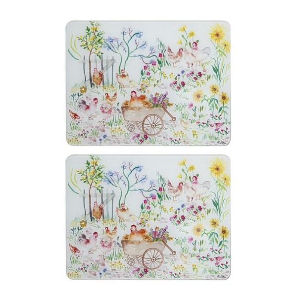 2PK Ashdene Garden Hens Kitchen Counter Table Mat Surface Protector 30x40cm