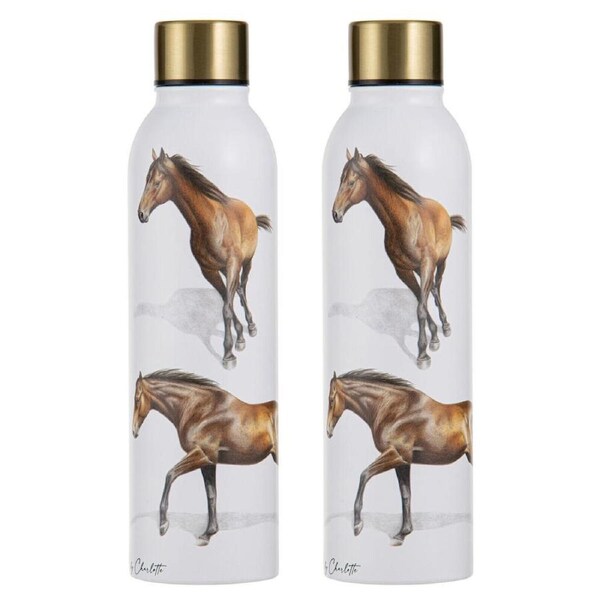 2PK Ashdene Horses By Charlotte Bay Drink Bottle Water Flask 6.8x24.5cm