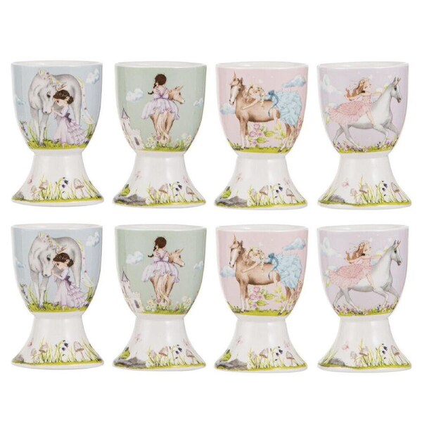 2x 4pc Ashdene My Unicorn Boiled Egg Serving Cup Stand Holder 4.8x7cm