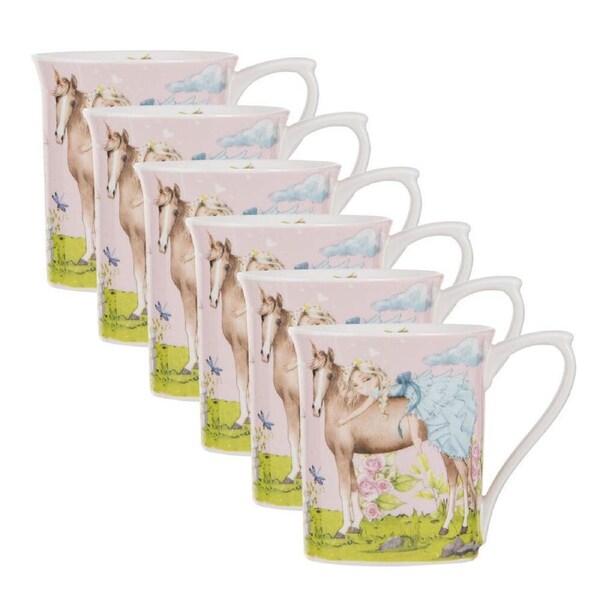 6PK Ashdene My Unicorn New Bone China Drinking Cup Mini Mug 240ml Pink
