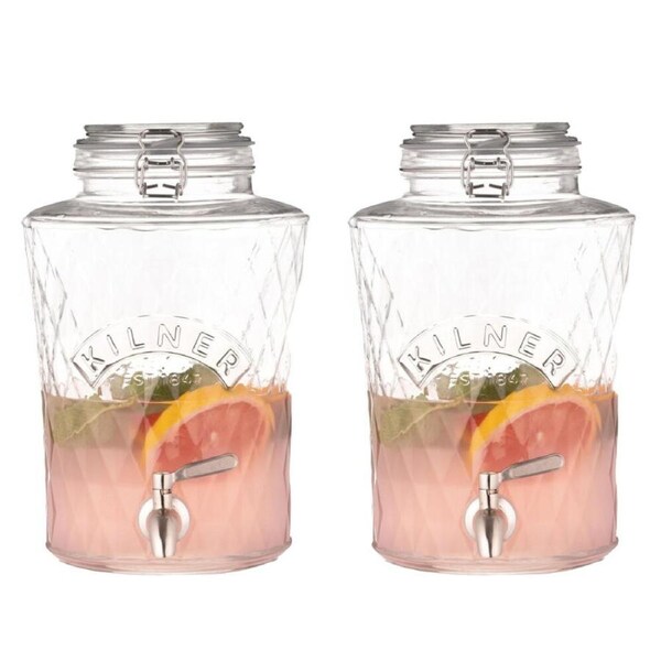 Kilner Diamond Drink Dispenser with Stainless Steel Tap 5L - Set of 2