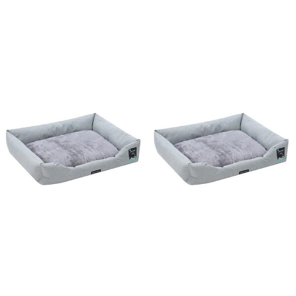 2PK Paws and Claws Walled Cushioned Pet Dog/Cat Bed 90x70x21cm Light Grey