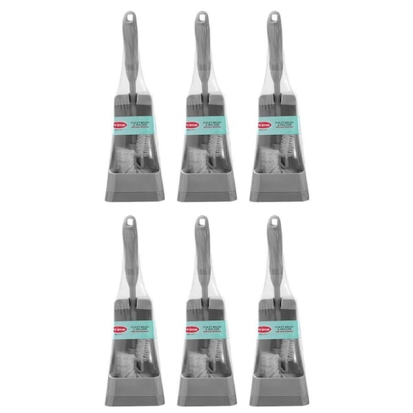 6PK Boxsweden Prime Essentials Toilet Brushes Under Rim w/ Holder Assorted