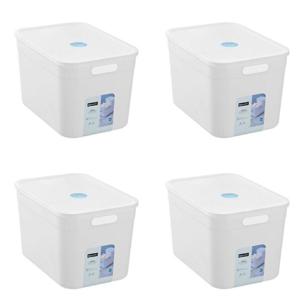4PK Boxsweden Stackable Durable Storage Container with Lid 35.5cm 16.5L