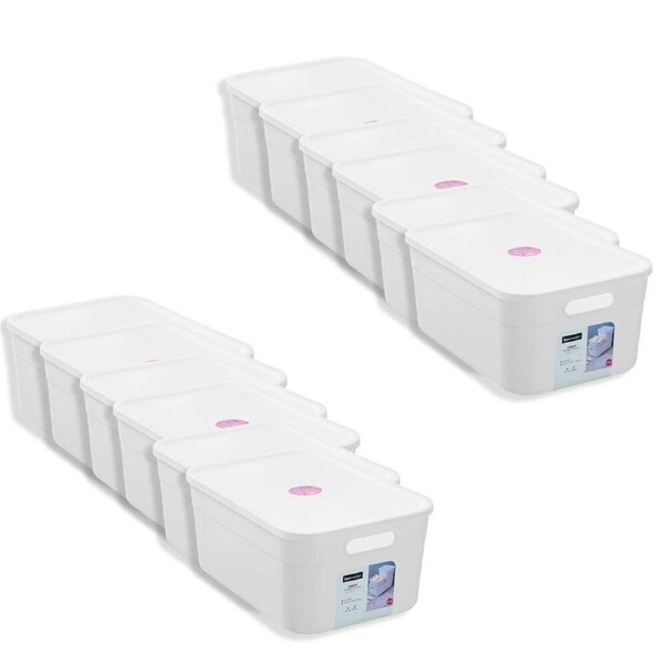 12PK Boxsweden Stackable Durable Storage Container with Lid 35.5cm 11.5L