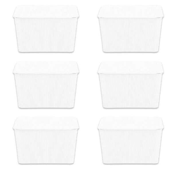 6PK Boxsweden Discrete Durable Storage Basket Ribbed with Lid 15L Assorted