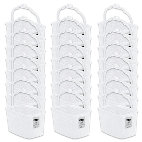 24PK Boxsweden Sylish Wicker Frost Durable Laundary Peg Basket 22cm White