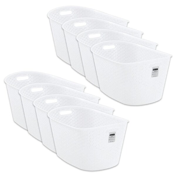 8PK Boxsweden Lightweight Functional Wicker Frost White Laundry Basket 50cm 24L