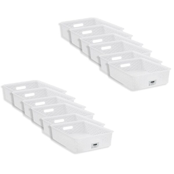 12PK Boxsweden Wicker Frost Versatile Small Durable Storage Basket 6.5L 35.5cm