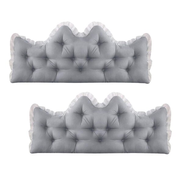 SOGA 2x120cm Crown Pillows Tufted Light Grey Headboard Cushion Set