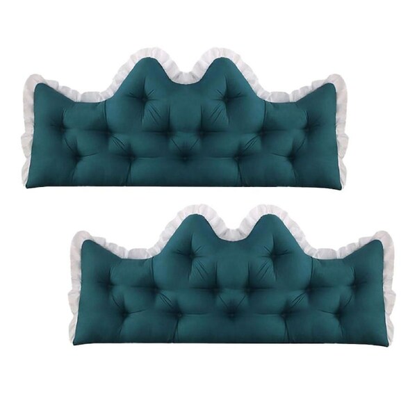 SOGA 2x90cm Crown Pillows Tufted Teal Headboard Cushion Set
