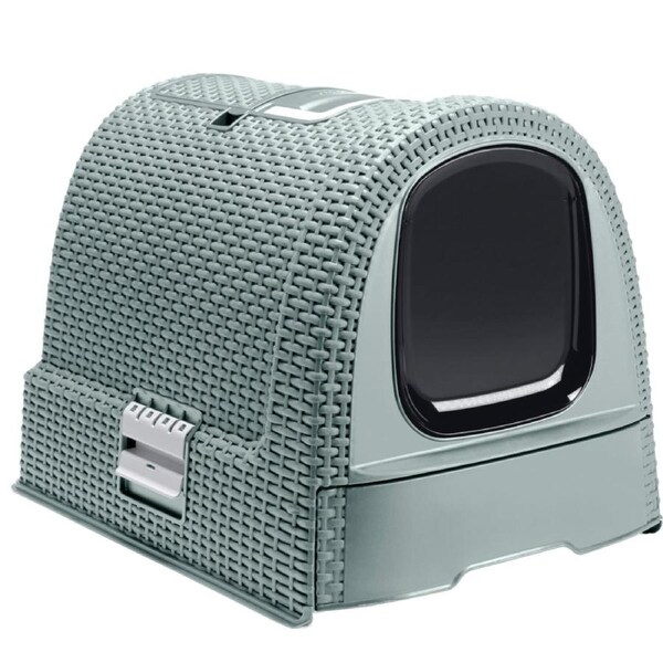 Curver Rattan Style Cat Litter Box - Mist Blue