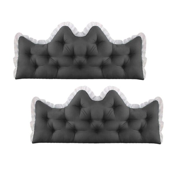 SOGA 2x150cm Crown Pillows Tufted Charcoal Headboard Cushion Set