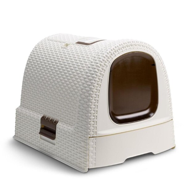 Curver Rattan Style Cat Litter Box - Cream