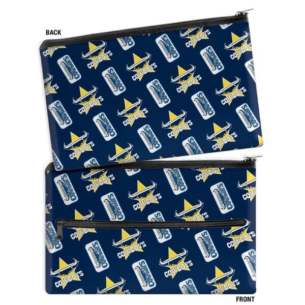 North QLD Queensland Cowboys NRL LARGE Repeat Print Pencil Case