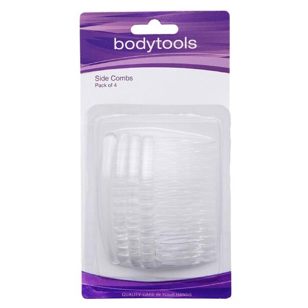 Bodytools Side Combs Clear 8cm - 4 Pack