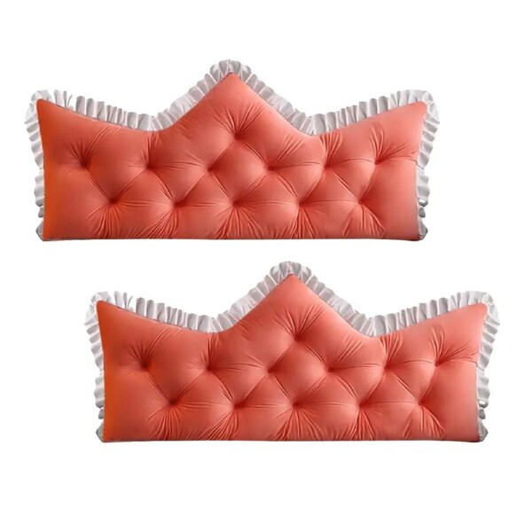 SOGA 2x150cm Crown Pillows Tufted Pink Headboard Cushion Set