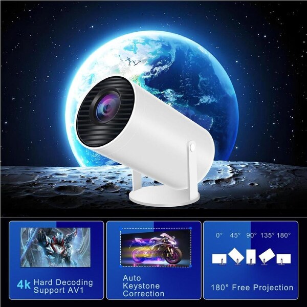 JOYBUY 4K Mini Projector – 10000 Lumens LED, 1080P, WiFi, Bluetooth, UHD Portable Home Theater