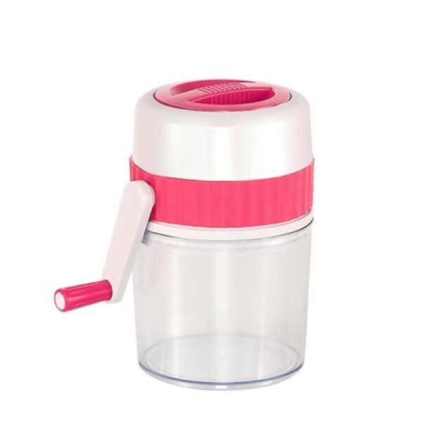 JOYBUY Light Pink Stainless Steel Manual Mini Ice Crusher Machine