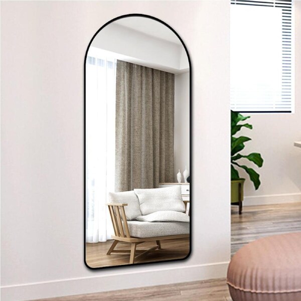 Black Arch Aluminium Standing Mirror, Wall Mirror, 180cm x 80cm