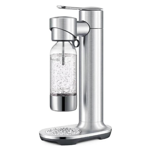 Breville The InFizz Aqua Water Sparkler - Brushed Stainless Steel - Carbonated Water - Ergonomic Design - Easy Twist and Lock