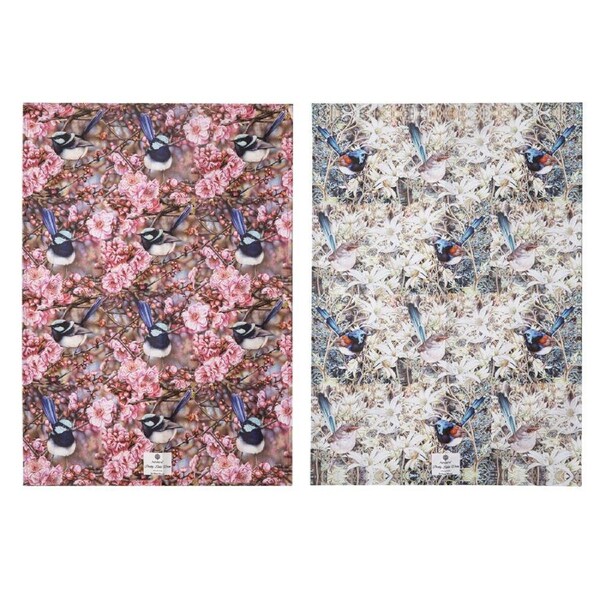 2pc Ashdene Pretty Little Wren Cleaning Kitchen Towel Dishcloth 70x50cm