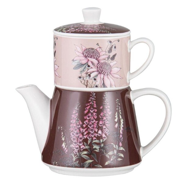 Ashdene Secret Garden Tea For One New Bone China Teapot w/ Cup 470ml Pink
