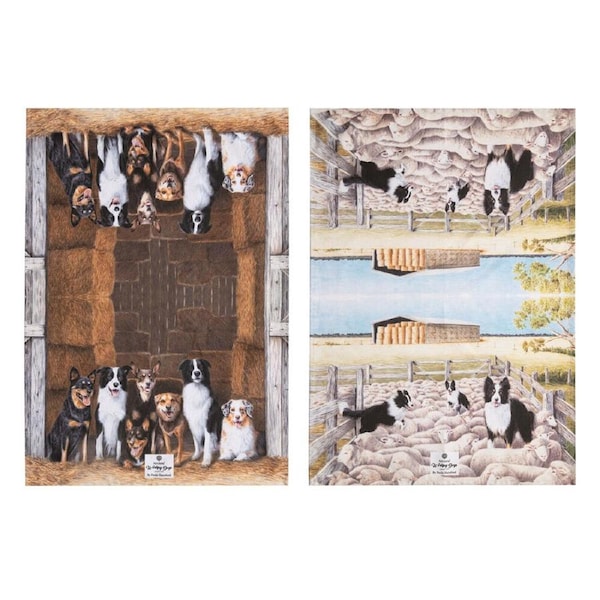 2pc Ashdene Working Dogs Farm Cleaning Kitchen Towel Dishcloth 70x50cm