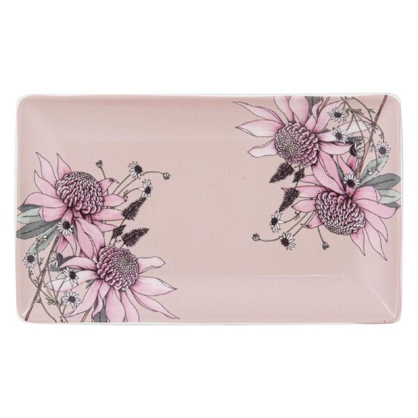 Ashdene Secret Garden Rectangle Dish New Bone China Platter 25.5x15.5cm Blush