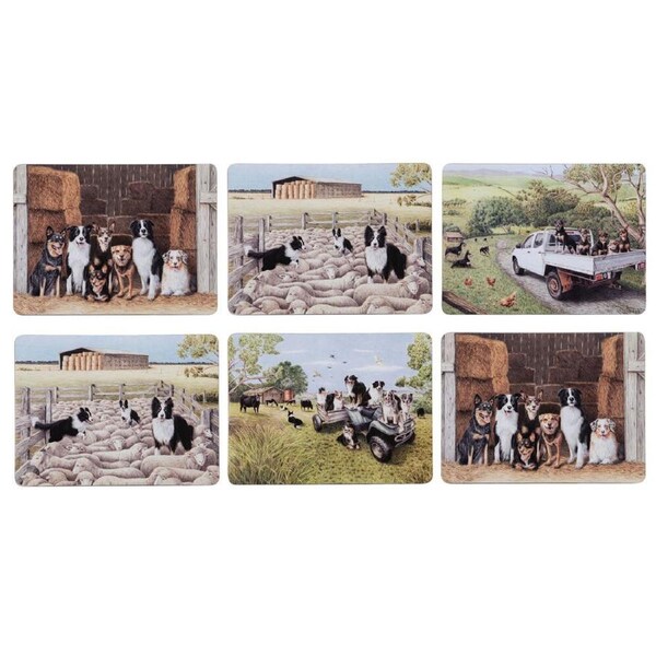 6pc Ashdene Working Dogs Kitchen Dining Counter Table Placemat 29x21.5cm