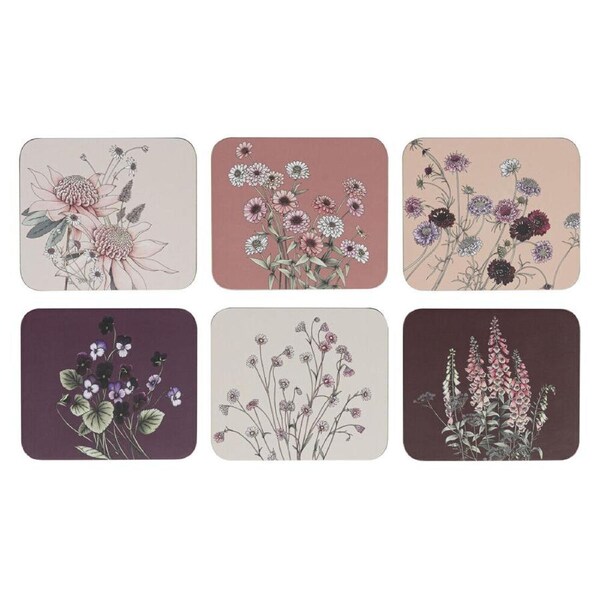 6pc Ashdene Secret Garden Cup Mug Kitchen Drinks Coaster 11x9.7cm Pink