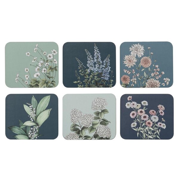6pc Ashdene Secret Garden Cup Mug Kitchen Drinks Coaster 11x9.7cm Blue