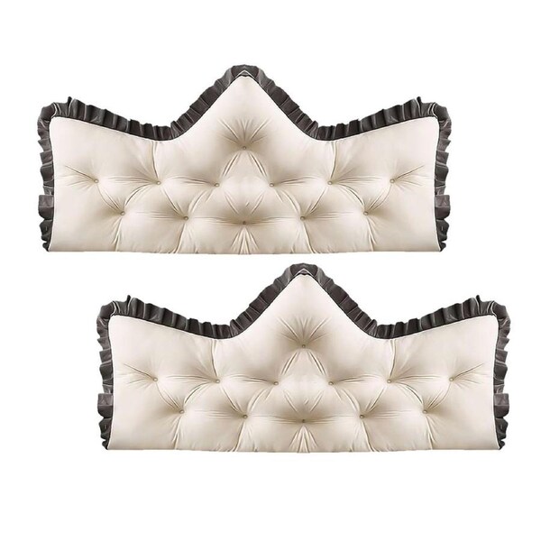 SOGA 2x 150cm Crown Pillow Tufted Cream Headboard Cushion for Bed
