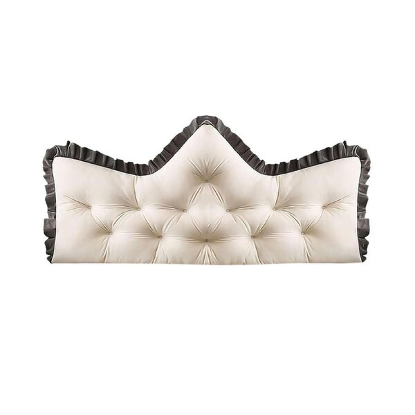 SOGA 90cm Crown Pillow Tufted Cream Headboard Cushion for Bed