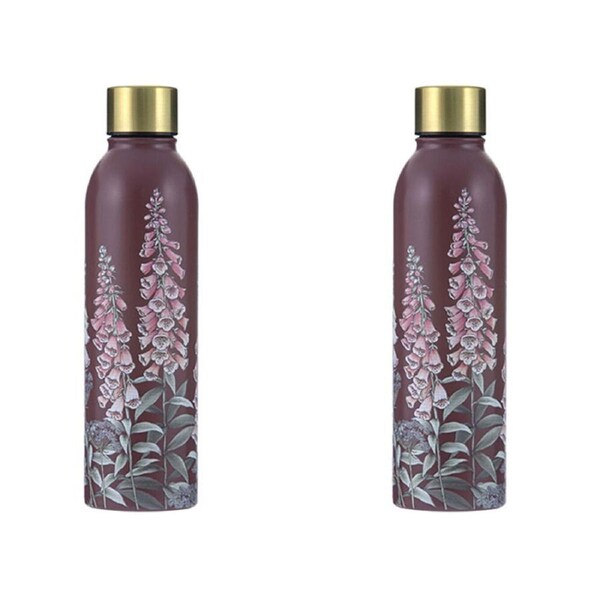 2PK Ashdene Secret Garden Stainless Steel Drink Bottle Tumbler 500ml Maroon