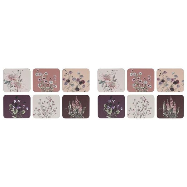 2x 6pc Ashdene Secret Garden Cup Mug Kitchen Drinks Coaster 11x9.7cm Pink