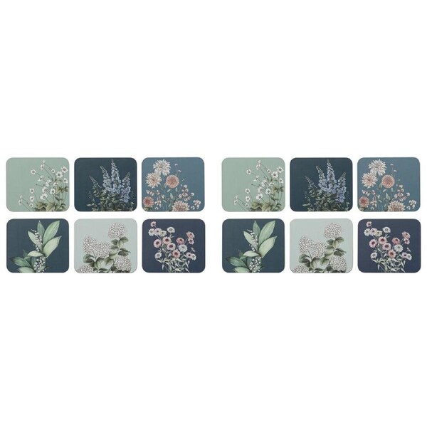2x 6pc Ashdene Secret Garden Cup Mug Kitchen Drinks Coaster 11x9.7cm Blue