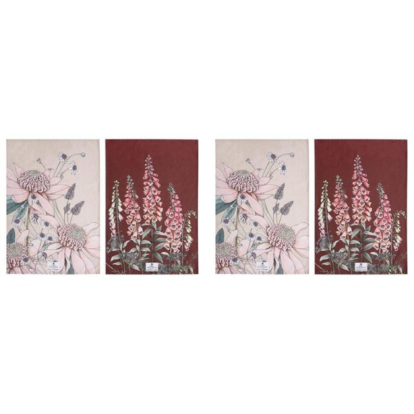 2x 2pc Ashdene Secret Garden Cleaning Kitchen Towel Dishcloth 70x50cm Pink