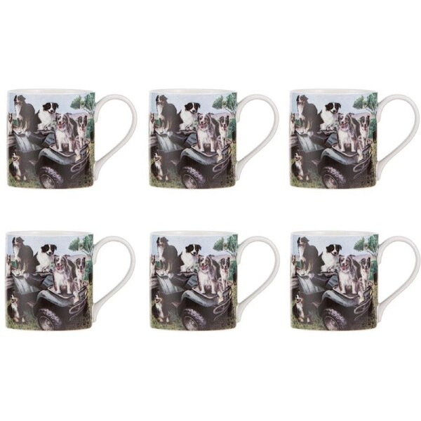 6PK Ashdene Working Dogs Quad Bike New Bone China Coffee Tea Drinking Mug 380ml