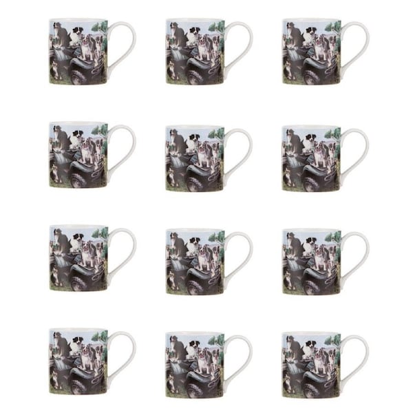 12PK Ashdene Working Dogs Quad Bike New Bone China Coffee Tea Drinking Mug 380ml