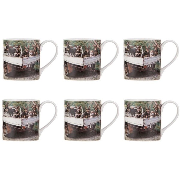 6PK Ashdene Working Dogs Ute New Bone China Coffee Tea Drinking Mug 380ml
