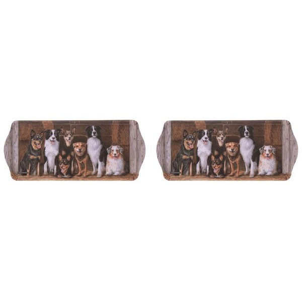 2PK Ashdene Working Dogs Hay Shed Sandwich Scatter Serving Tray 38x16.5cm