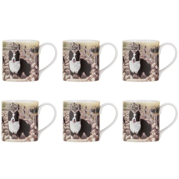 6PK Ashdene Working Dogs Sheep Yard New Bone China Coffee Tea Drinking Mug 380ml