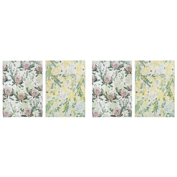 2x 2pc Ashdene Trudy's Garden Wattle Waratah Kitchen Towel Dishcloth 70x50cm
